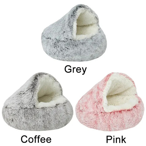 Dog cat bed faux - cosy, cave